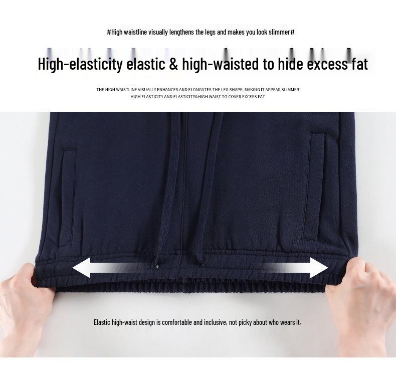 New Winter High-Waist Fleece-Lined Embroidered Pants - Women's Loose-Fit Warm Sweatpants