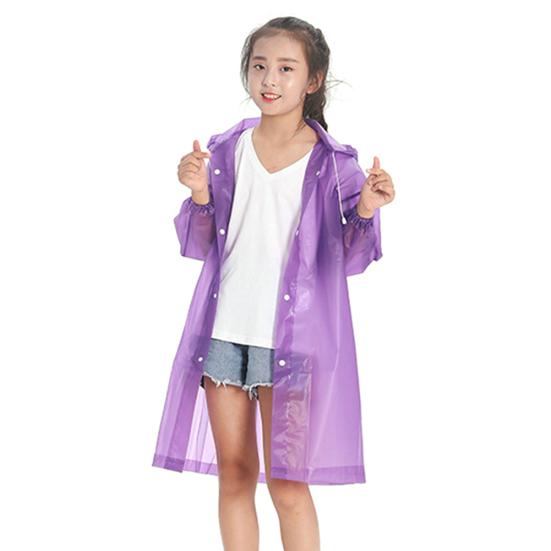Kinder Regenmantel für Jungen und Mädchen, durchsichtig, mit Kapuze, EVA, lang, Regenschutz, Outdoor-Regenbekleidung