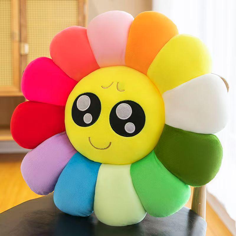 Colorful Sunflower Seat Cushion Petal Expression Pillow Creative Plush Toy Sofa Cushion