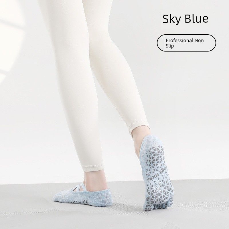 

Yot Toesox Yoga Socks Professional Pilates Sports Fitness Toe Socks Non-Slip Anti-Sweat Dance Short Socks Sky Blue