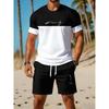 Sommeranzug 3D-Druck Herren Freizeit Kurzarmanzug Geeignet für Sportanzug Herren Rundhals Kurzarm Oberteil Und Shorts
