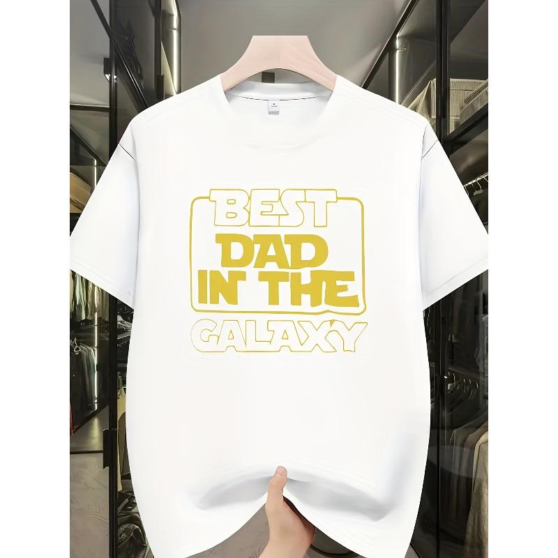 

Мужская футболка с графическим принтом Лучший папа в мире Европейский размер Повседневная футболка с круглым вырезом и надписью, идеально подходит для активного отдыха и повседневной носки S белый