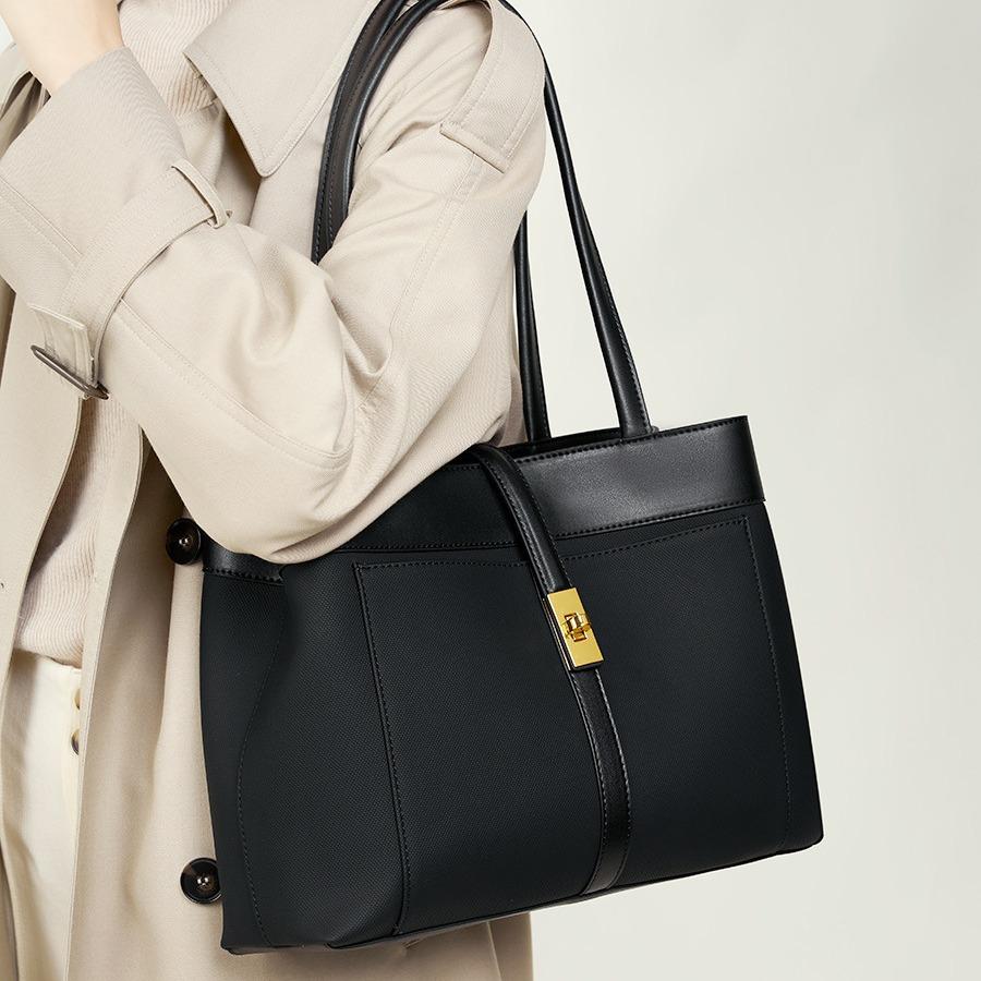 

Вместительная женская сумка для поездок на работу, рабочая сумка, модная сумка-тоут, новая сумка-подмышка из коровьей кожи чёрный