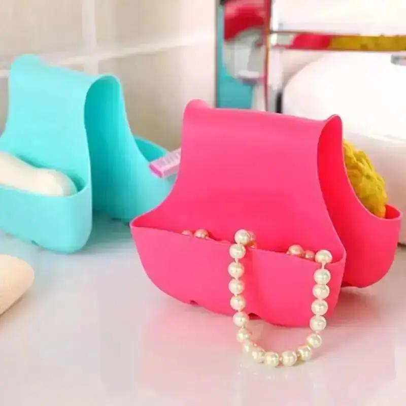 1 Pcs Hanging Pocket Drain Rack Shelf Suction Cup Sink Drain Basket Bowl Sponge Faucet Holder Kitchen Bathroom Storage Organizer