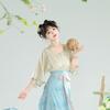 Chinese Tang Dynasty Style Hanfu Printed Tang Robe Top Waist Skirt Modified Daily Suit For Women