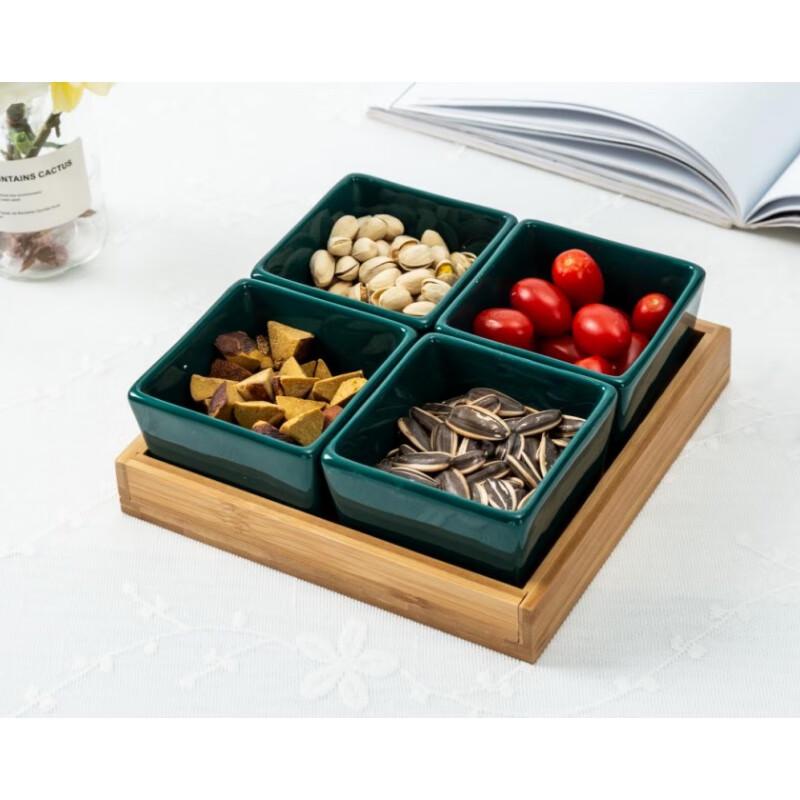 Qianxing Ceramic Bamboo Divided Snack Platter