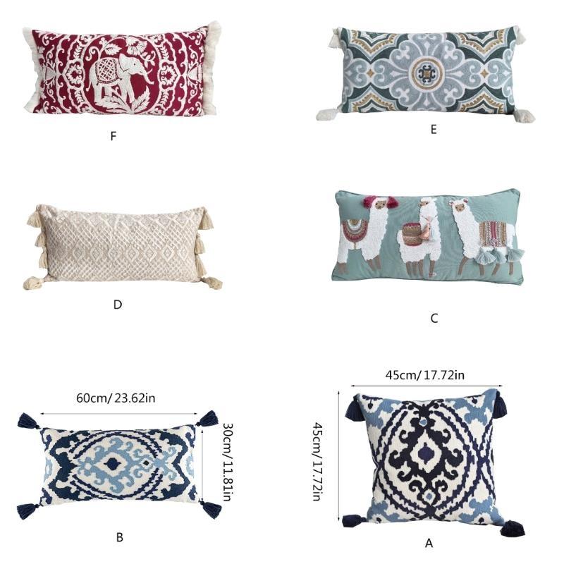 Throw Pillow Cover with Tassels Cushions Case Decorative Pillowcase for Sofa Car