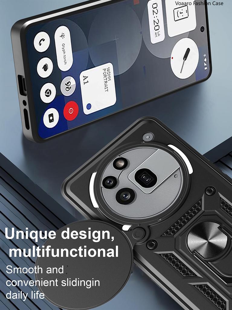 Slide Lens Armor Funda for Nothing Phone 3A Pro 5G Case for Nothing Phone 3A Pro Case Magnetic Ring Stand Holder Cover