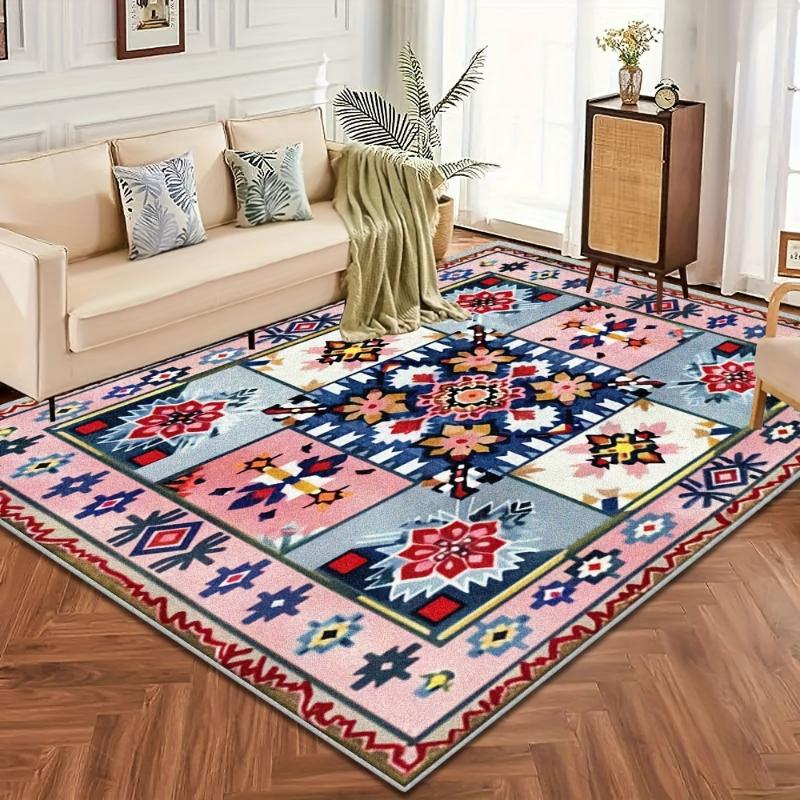 Eksotisk Stil Fargerikt Blomstermønster Teppetrykk Moderne Stilig Romgulvteppe Polyester Sklisikker Dørmatte Soverom Entré