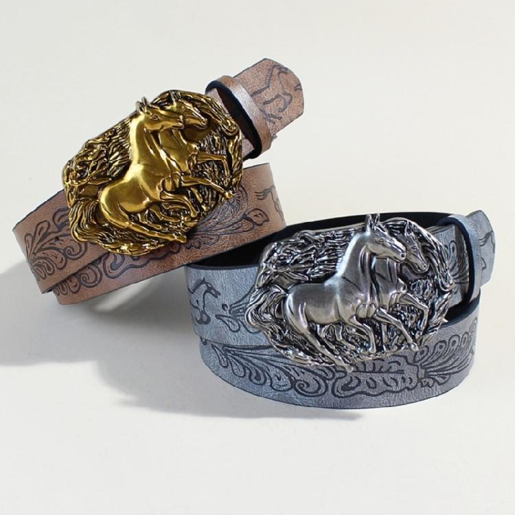 Embossed Belt Cowgirl Punk Waist Belt Carved Horse Retro for Jeans Dress