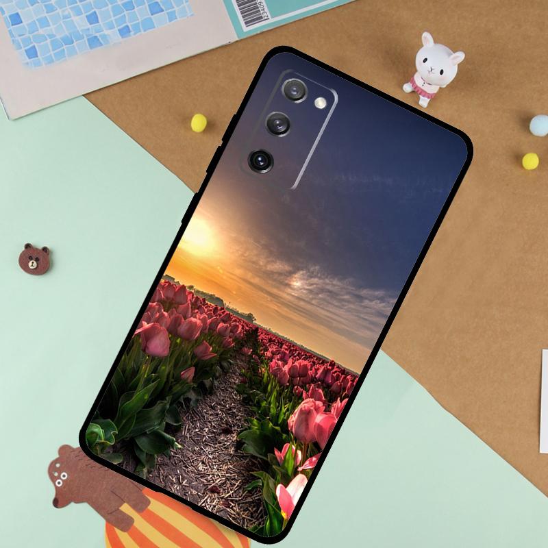 Spring Tulips Flower Case For Samsung Galaxy S23 S22 Ultra S21 S20 FE S8 S9 S10 Note 10 Plus Note 20 Ultra Cover