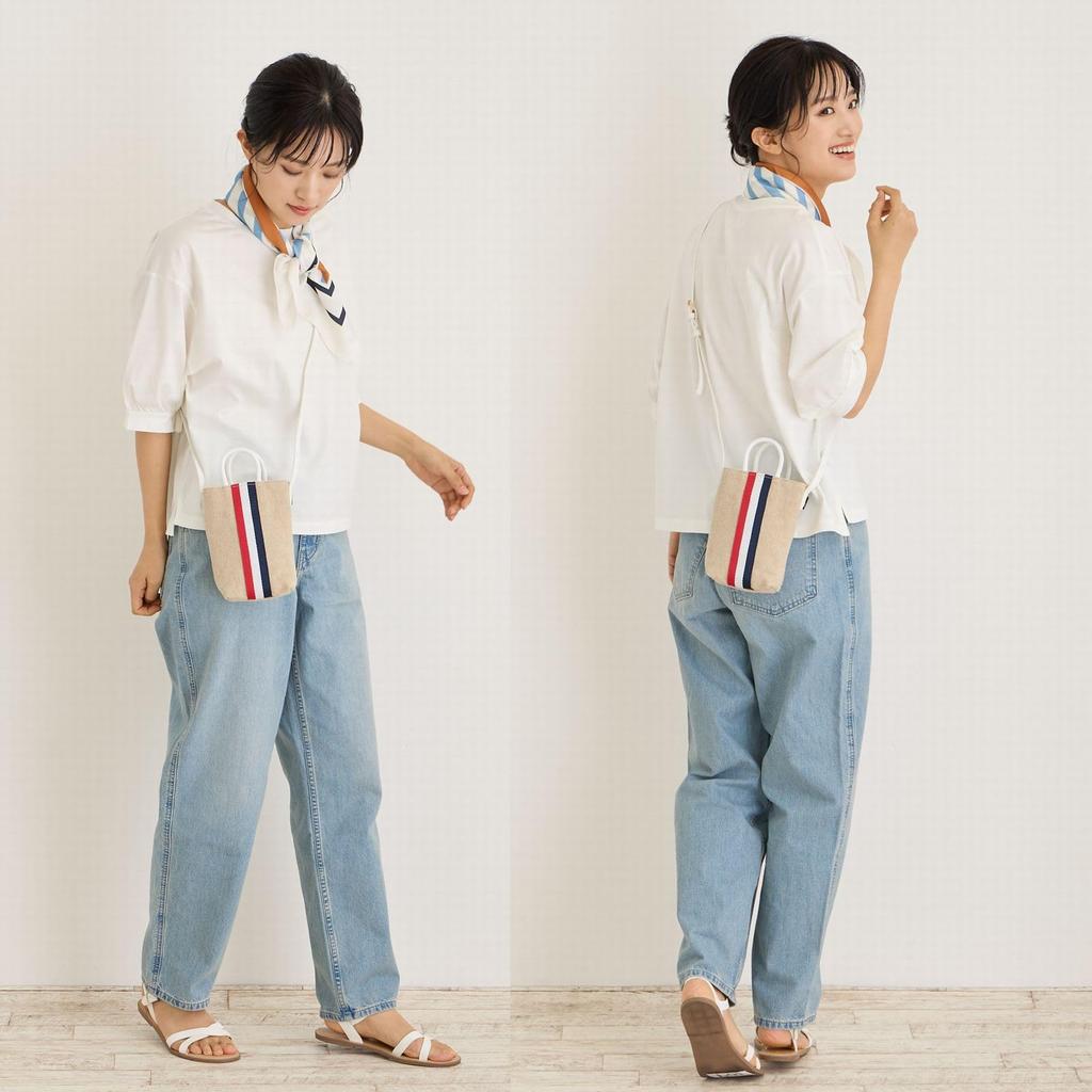 0660 Crossbody Shoulder Mini Tote Bag Baby Lou Line Tape BR [Rootote] Line-tape (02 Toriko)