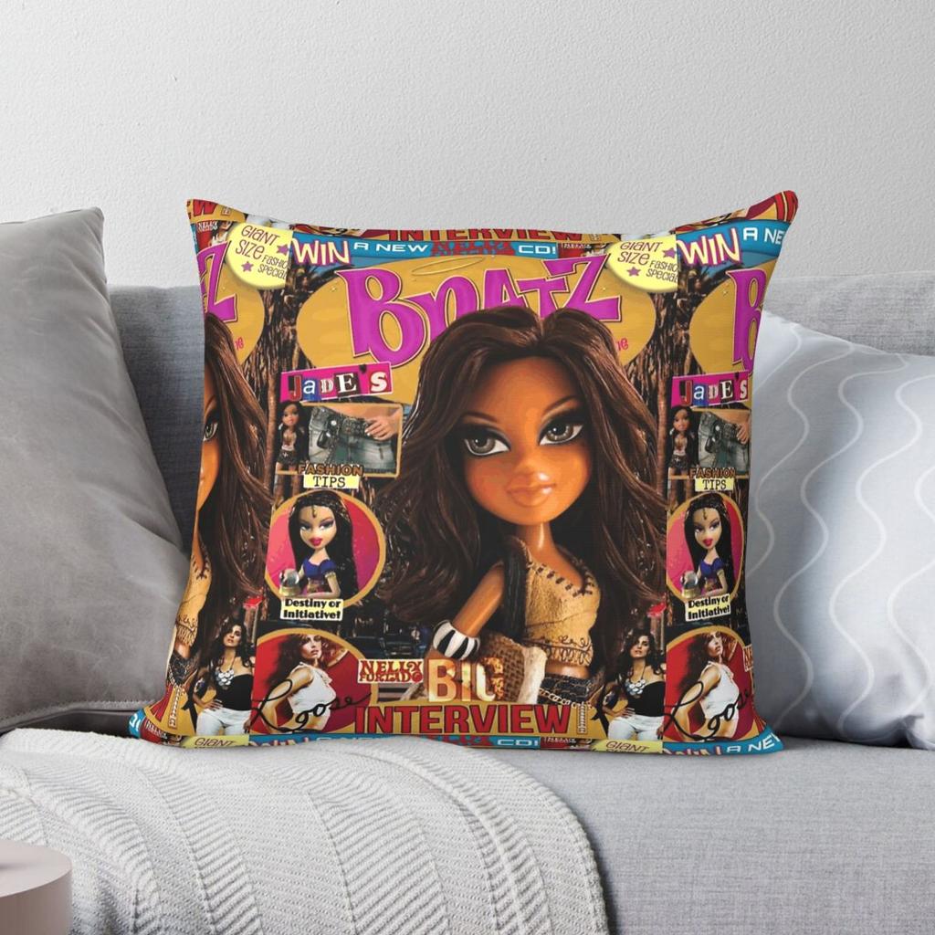 Bratz Magazine Yk Square Pillowcase Polyester Linen Velvet Creative Zip Throw Pillow Case Sofa Seater Cushion Cover Wholesale