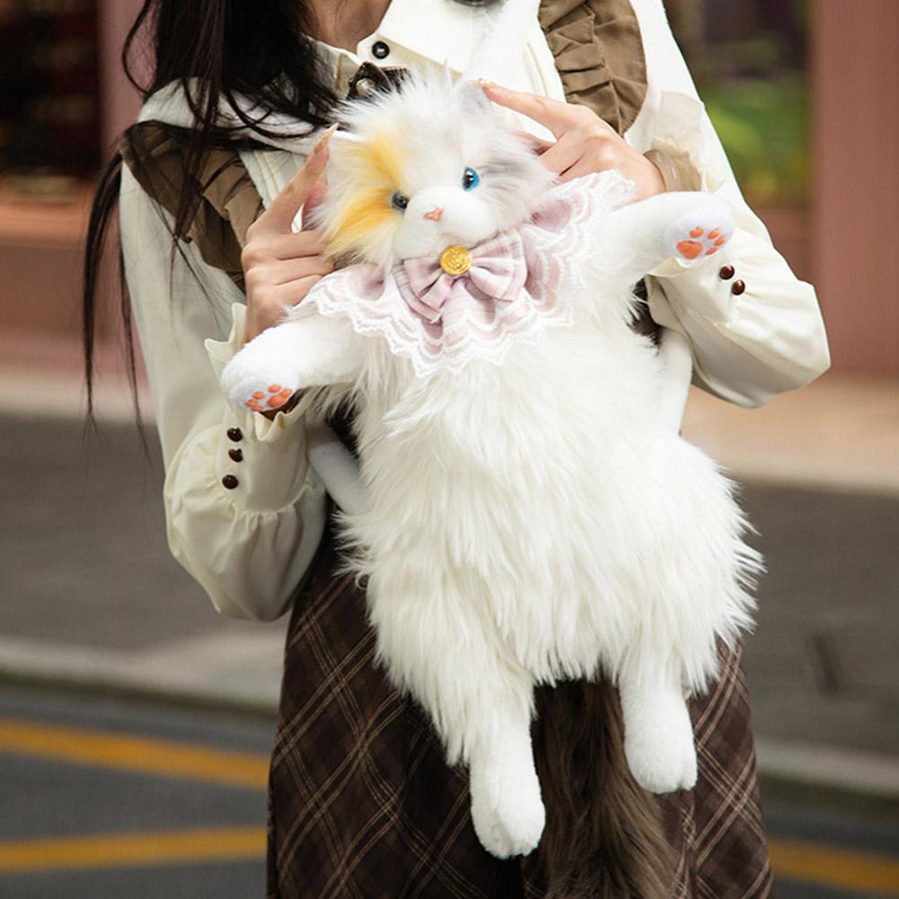 Cute Simulated Cat Designer Backpack Women Soft Plush Trendy Backpack Purse for Woman School Bag Gift for Girls