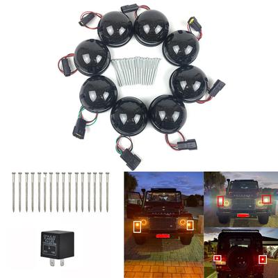 8PCs/Kit Smoke For Land Rover 90/110 83-90 Defender 90-16 Led Upgrade Kit Replace Front Rear Indicator Tail Stop Position Light