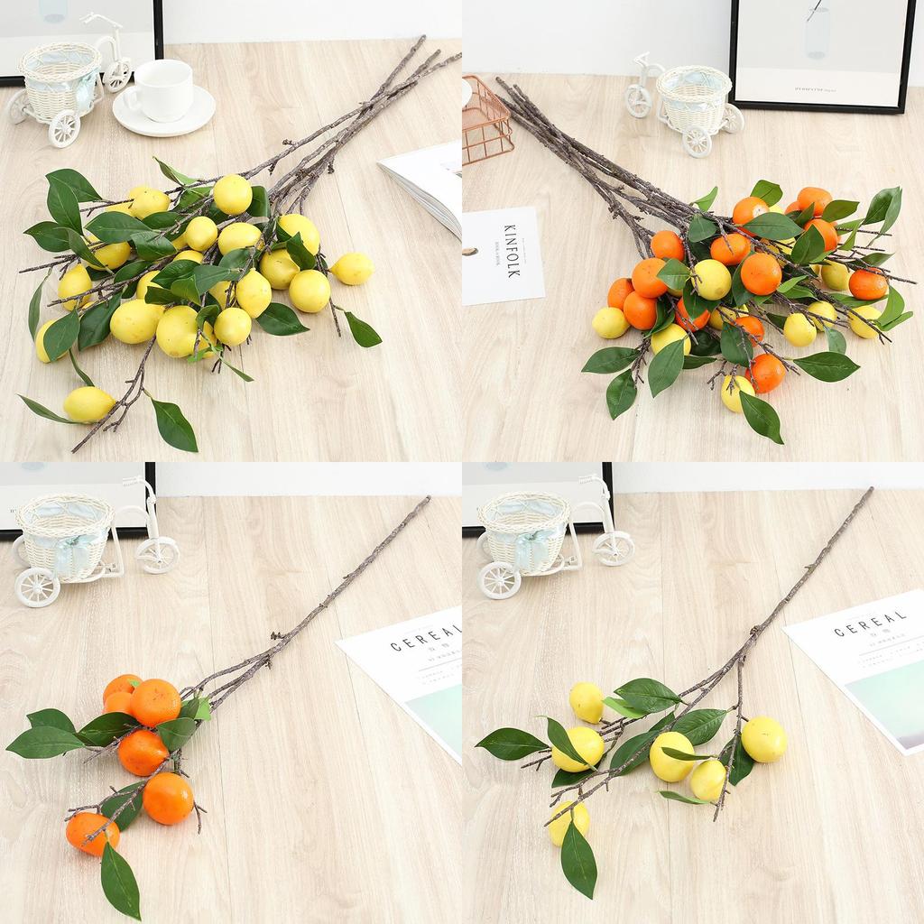 Fake Single Stem Fruit Tree Flower Bouquet With Plastic Blossoms For Home Decor
