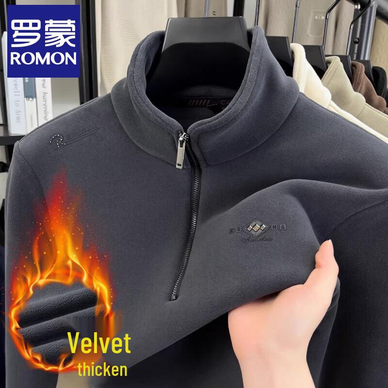 Romon Men s Fleece-Lined Half-Zip Stand Collar Sweatshirt XL