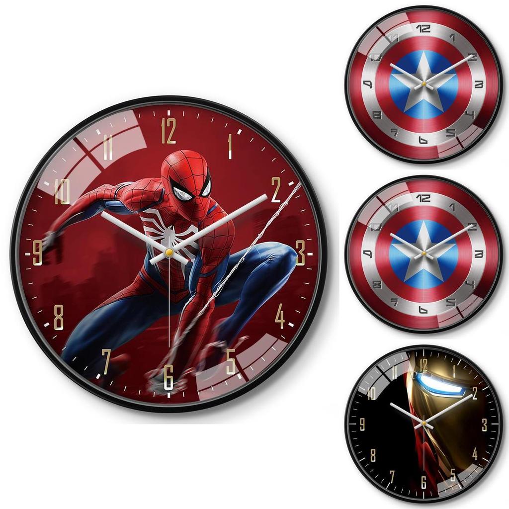 Marvel Captain America Iron Man Spider Man Pattern Wall Clock For Kids Room Decor