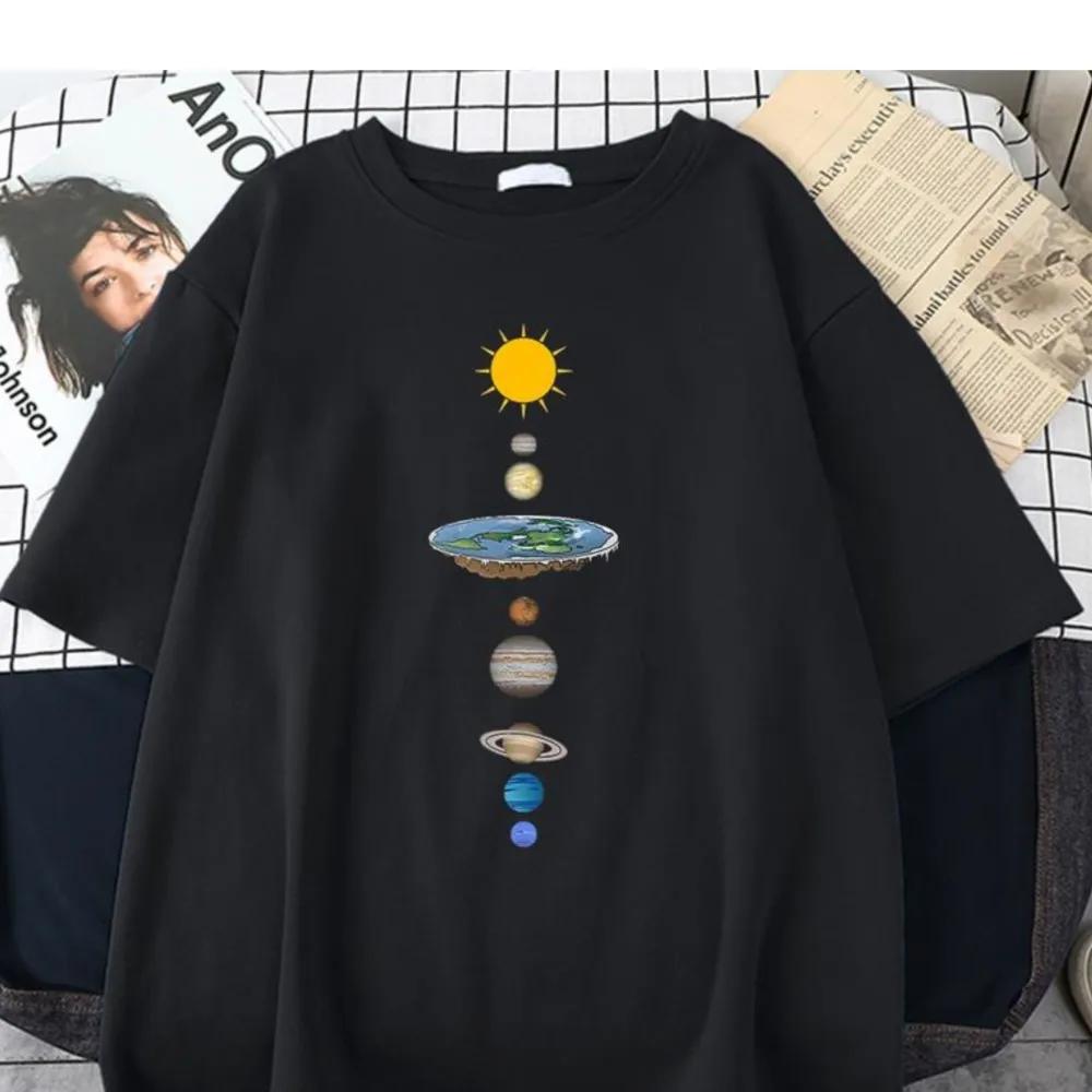 

The Eight Planets Of The Solar System Graffiti Men Tshirts Simplicity Crewneck T-Shirts Loose T-Shirt Creativity Fit Male Top 4XL