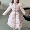 Girls Autumn and Winter Padded Long Solid Colour Jacket with Hood Thickened Loose Warm Outerwear