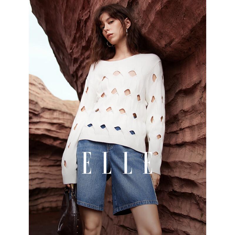 ELLE Women s Hollow Twist Knit Sweater L
