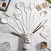 White 10/18Pcs Food Grade Silicone Kitchen Cookware Utensils Turner Spatula Measuring Spoon Cooking Tool Kitchenware Set