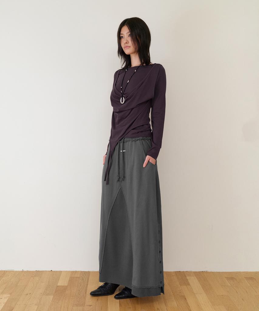 THEVINYLHOUSE Draped Layered Ls Tee(W) Purple
