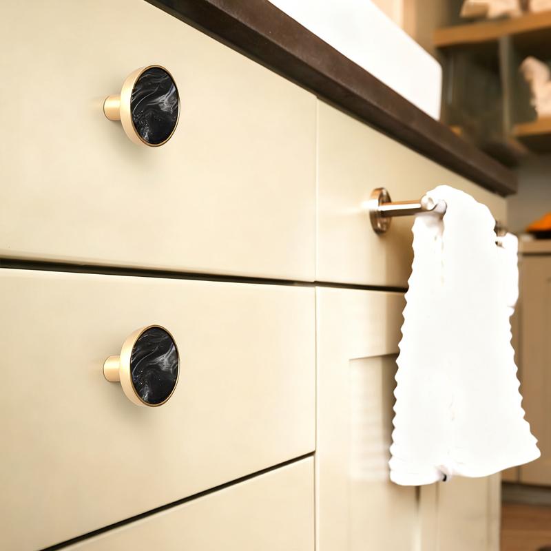 Zinc Alloy Cabinet Door Handle Gold Light Luxury High-end Kitchen & Wardrobe Drawer Handle Bedside Table Single Hole Handle