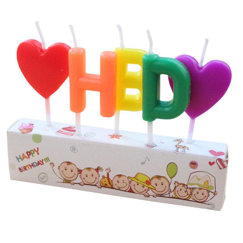 

New Product Color HBD English Letter Candles Creative Party Party Baking Birthday Cake Love Candles New light HBD candle