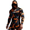 Men’s Long Sleeve Hooded Shirt with Face Covering Lightweight Stretch Fabric Pullover for Outdoor Activities UV Protection