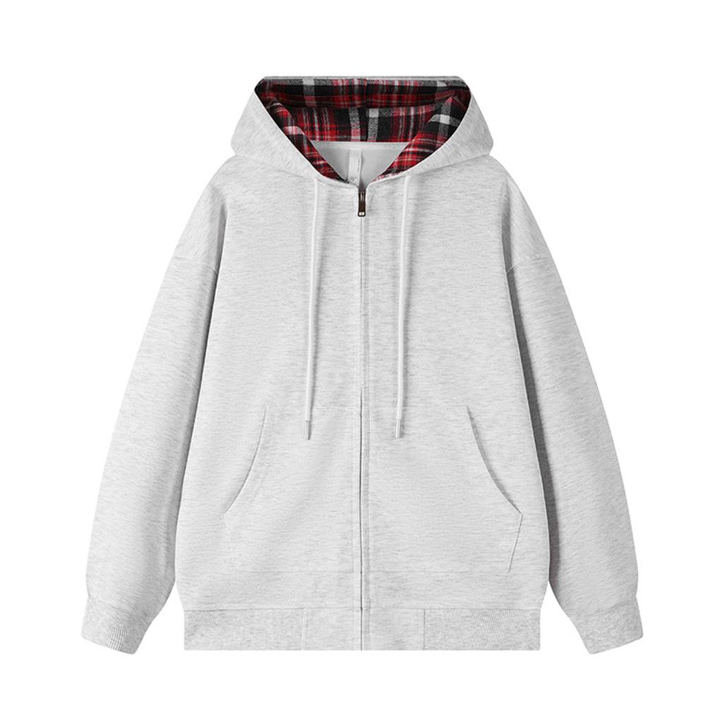 Men's Patchwork Top Loose Zipper Cardigan Jacket