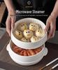 Dual-Layer Microwave Steamer: Food-Grade Water-Add Container with Thickened Tray & Grid