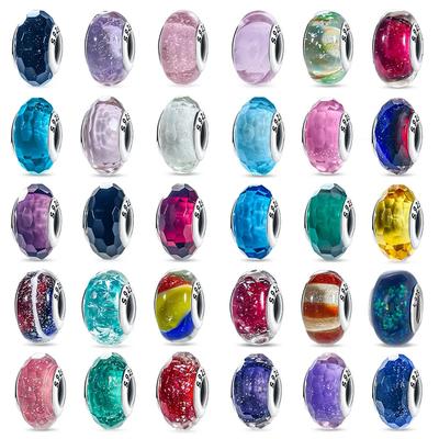 Echt Kupferfarbene Glänzende Murano Glasperlen Runde Anhänger Passend für Original Armband DIY Feiner Schmuck Geschenke für Frauen