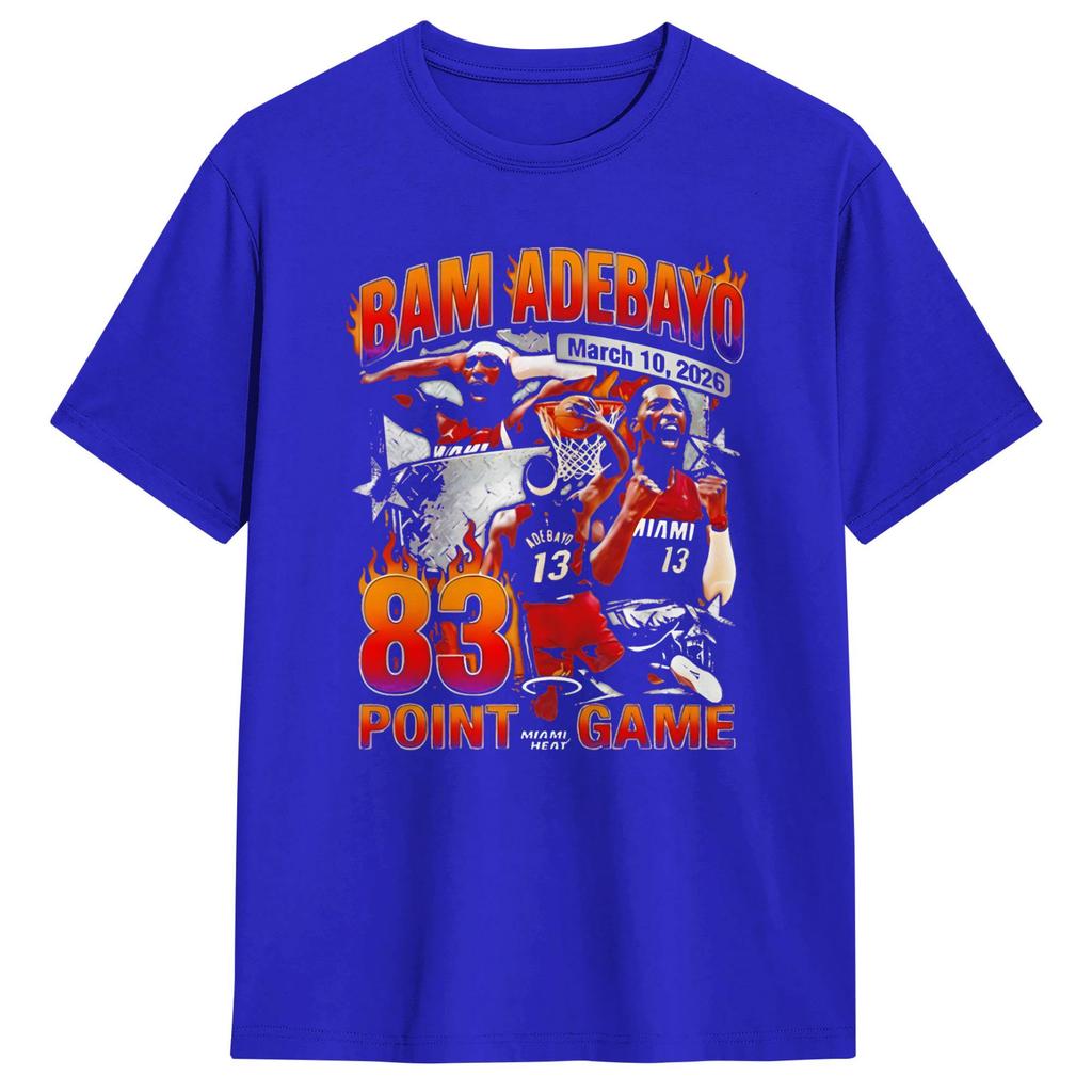 Bam Adebayo 83 Poster T-shirt da Uomo Cotone Puro Vintage Girocollo Maglietta Manica Corta Top Stampa