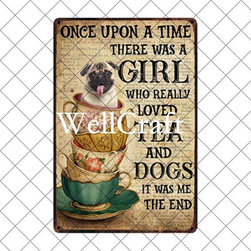 [ WellCraft ] Pet Friend Pug Boxer Dog Life Rules Tin Bath Soap  Metal Signs Posters Vintage Wall Plaque Custom Pub Decor WX-29