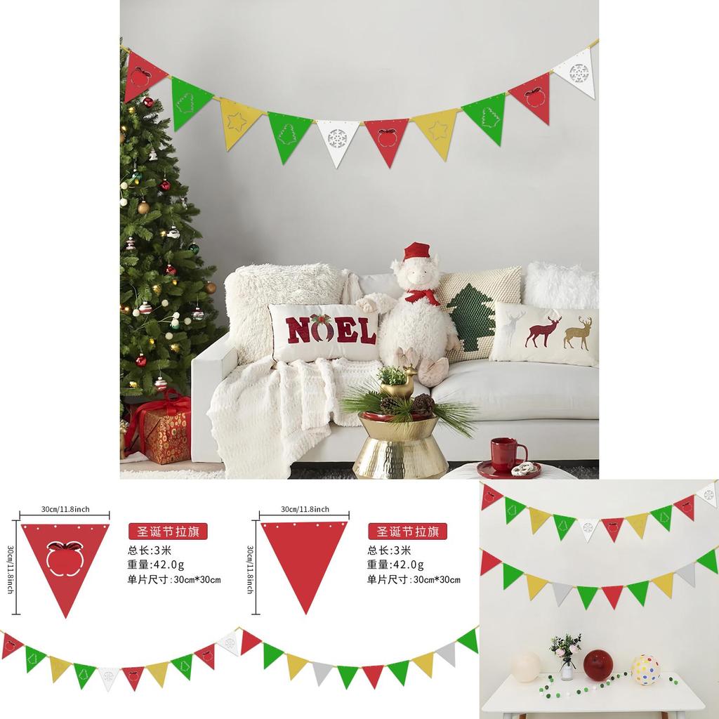 Eye-catching Christmas Decorative Triangle Flags For Cheerful Party Atmosphere Setup