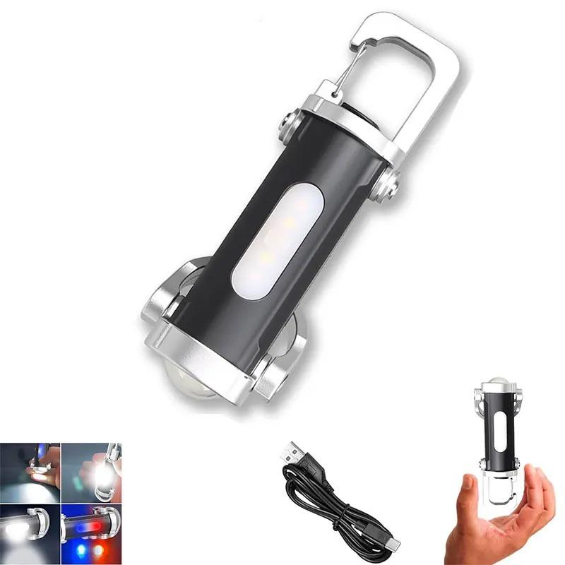 Leistungsstarke COB LED Taschenlampe Schlüsselanhänger USB Wiederaufladbar Hängend Tragbare Taschenlampe Wasserdicht Schlüsselanhänger Camping Wandern Taschenlampe