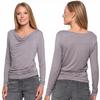 Stylish Women's Blouse with Long Sleeves and Boat Neckline, Viscose MORAJ 2XL GREY