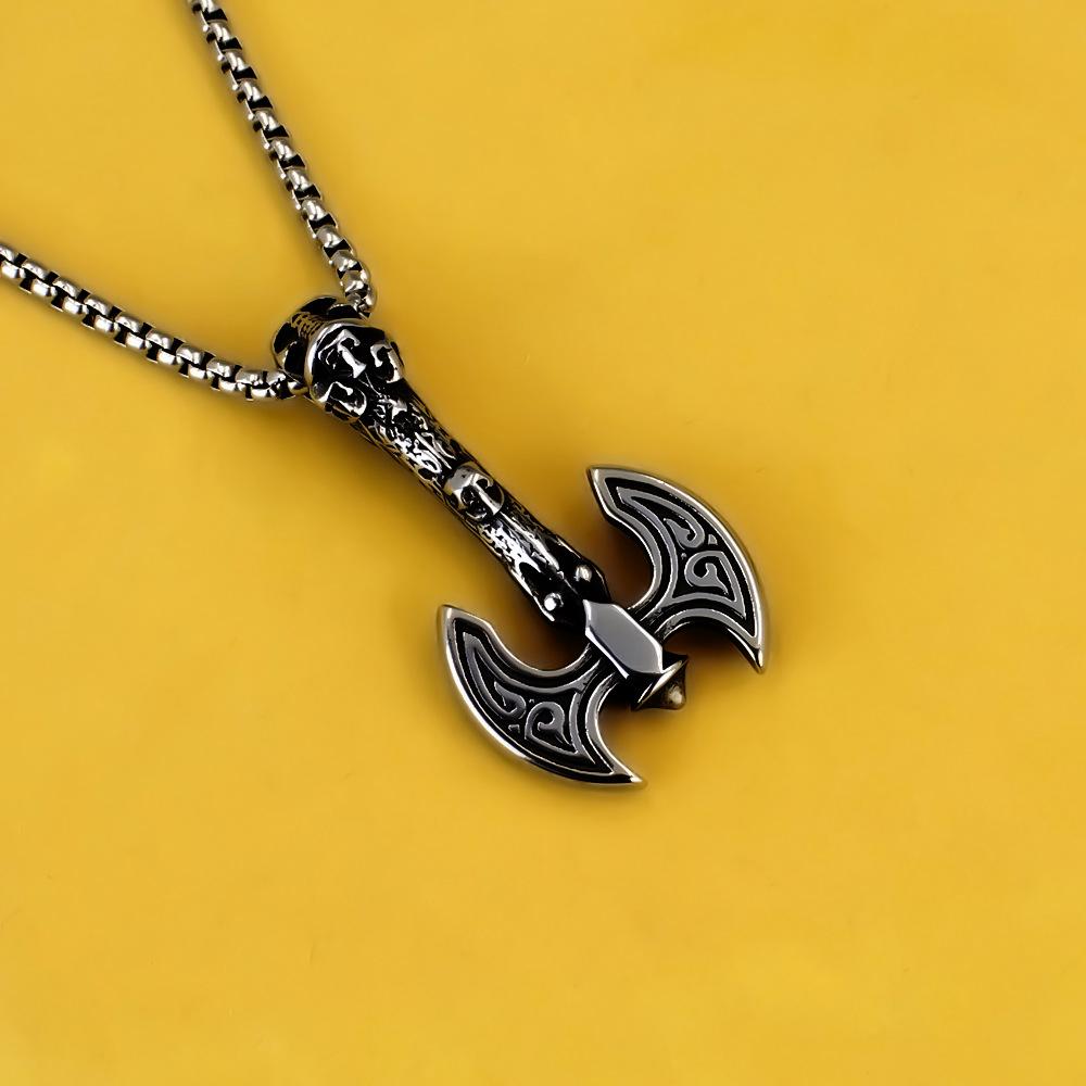 Antique Titanium Steel Viking Cross Necklace For Men Fade Resistant Pendant Jewelry