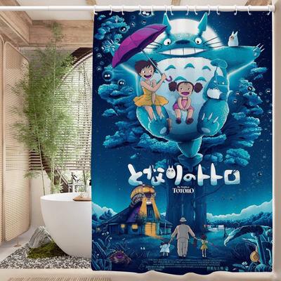 Kawaii T-Totoros Muster Badezimmer Duschvorhang Badezimmer Trennvorhang Leicht Undurchsichtig Wasserdichtes Material Badezimmer