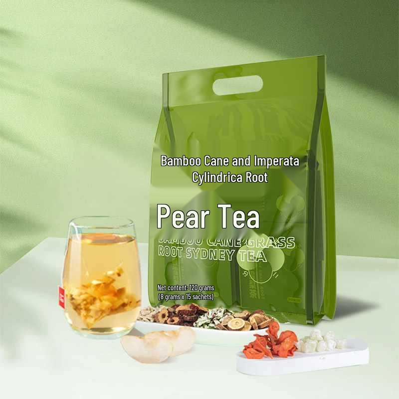Bamboo Cane & Imperata Pear Tea: Children's Cooling Tea with Sugarcane Sweet Water & Water Chestnut - Fruit Flower Health Drink.