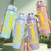 1PC Yellow Figure Silhouette 750ml Sports Water Bottle Leakproof Straw Lid Outdoor Office Home