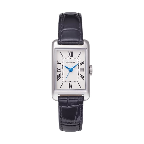 

Authorized MATOW Women s Watch mw004003 Tsuki Oborozuki Square Silver Black Leather Strap