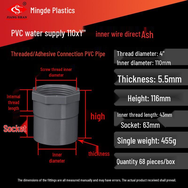 PVC Female Threaded Coupling for Water Pipes - All-Plastic Joint Fittings Accessories