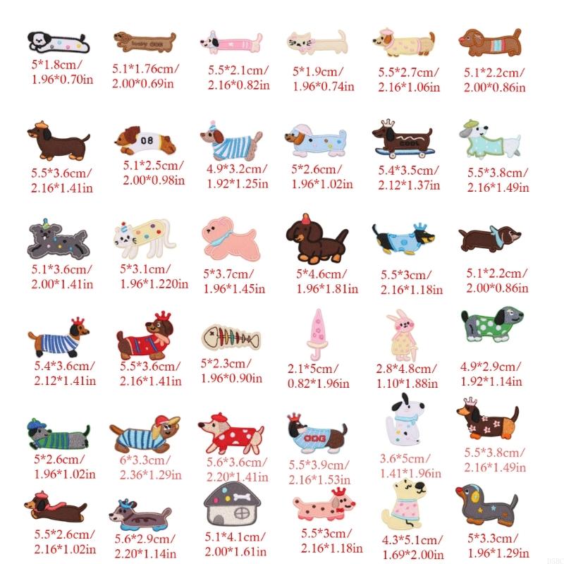 Dog Animal Embroidered Iron On Fabric Patches For Jackets Backpacks Dress Hat