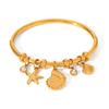 18k Gold Ocean Style Bracelet with Seashell, Conch, and Starfish Pendants for Women