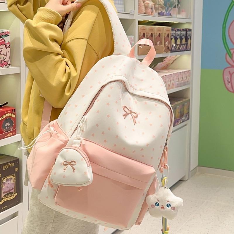 New female cute schoolbag versatile small fresh star bow junior high school college student backpack class backpack