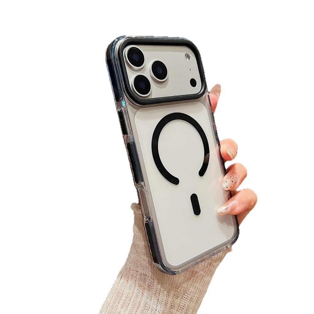 Two-Color Magnetic Acrylic Phone Case for iPhone 17 Pro Max with Large Hole Design