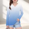 Womens V-Neck Long Sleeve Loose Fit T-Shirt With Polka Dot Print Casual Oversized Top Daily Wear