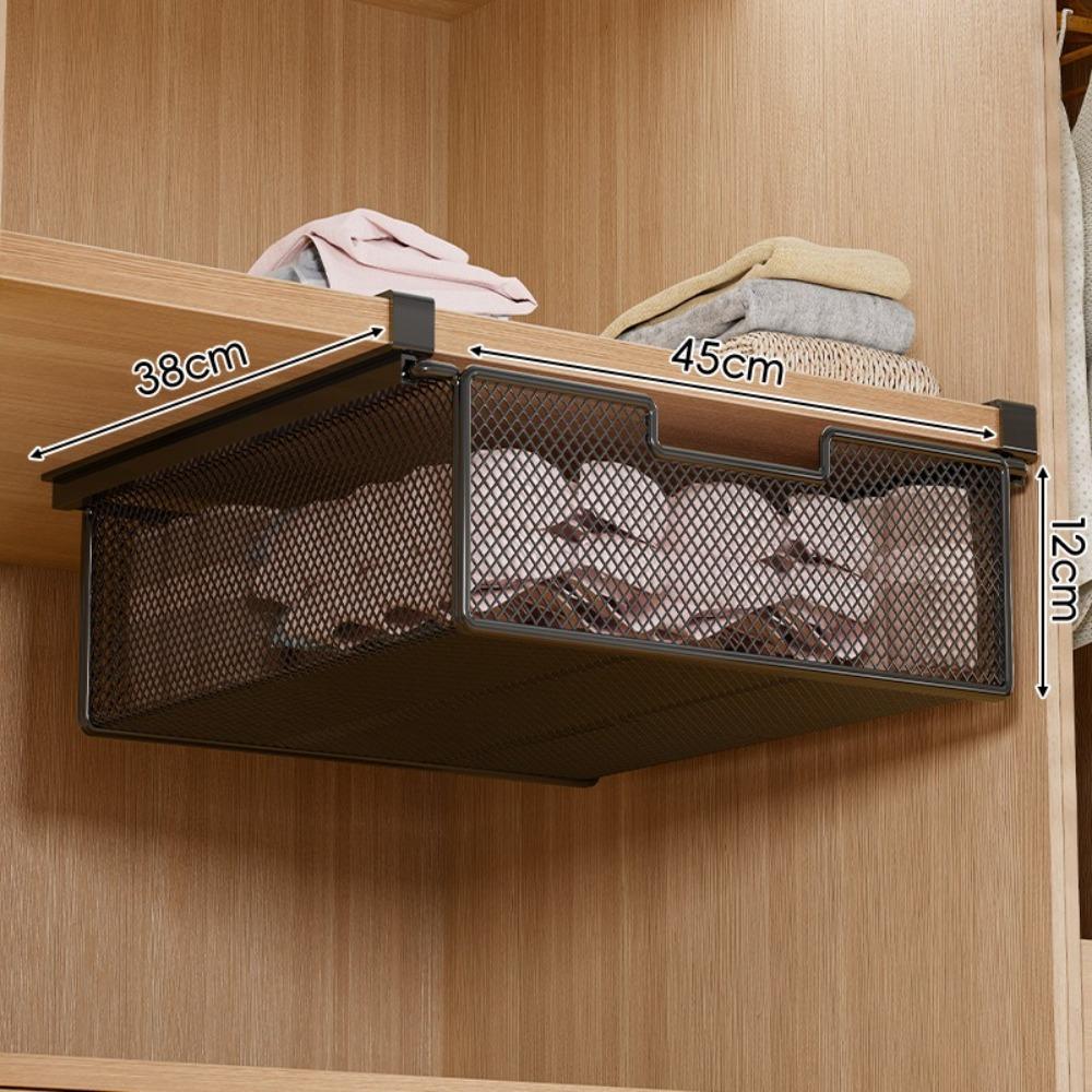 Large Capacity Underwear Storage Basket Under Shelf Pure Color Hanging Organizer Under Cabinet Basket Design